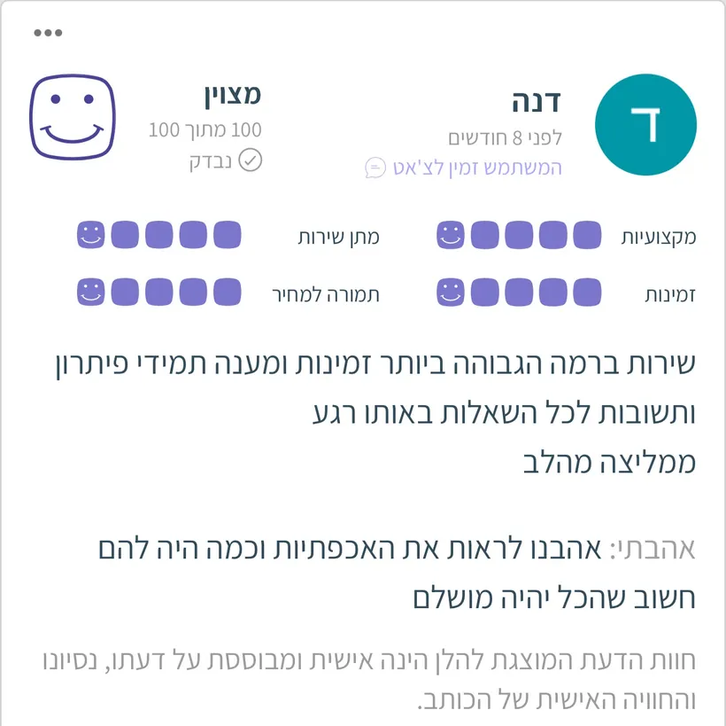 צילום מסך של הודעת תודה מלקוח אחרי אירוע